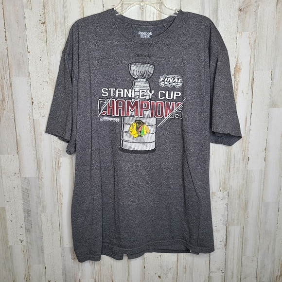 Reebok Chicago Blackhawks Stanley Cup Champions 2015 Tshirt Unisex 2XL - Picture 7 of 10